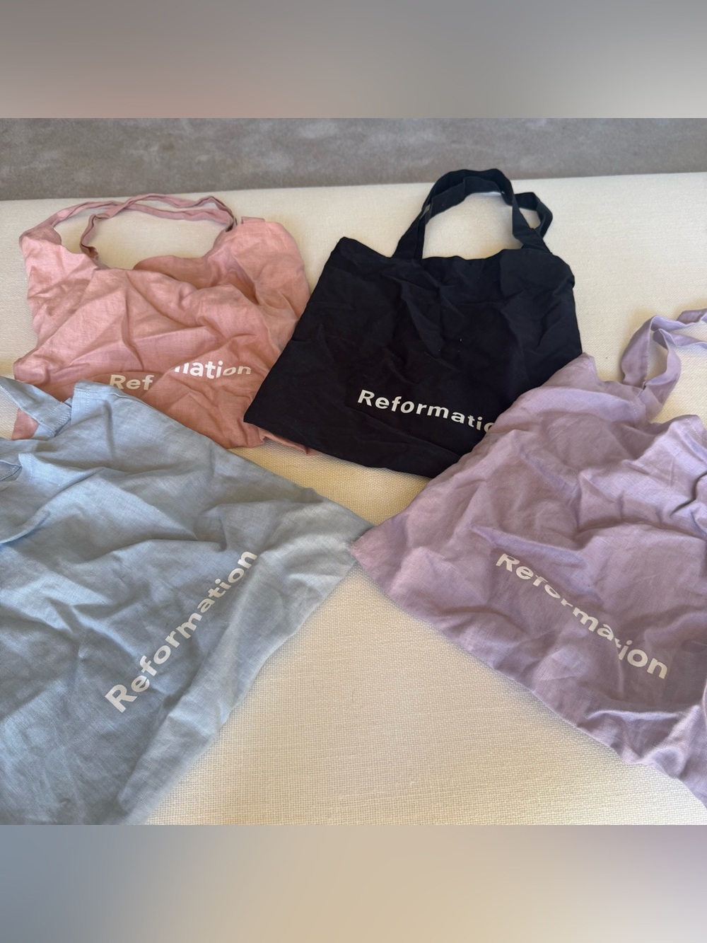 Reformation multi color linen tote bag set
